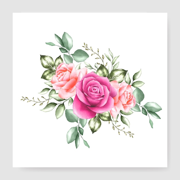 Carte De Conception Bouquet Floral Aquarelle