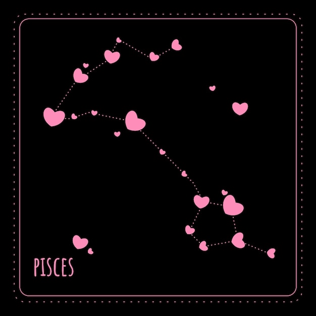 Carte De Constellation De La Saint-valentin - Signe Du Zodiaque Poissons