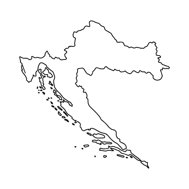 Carte de contour de la Croatie fond blanc Carte vectorielle avec contour