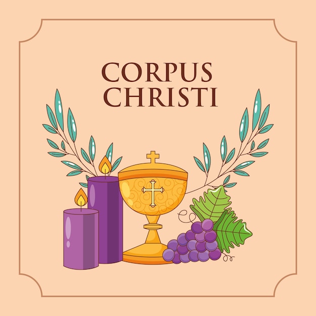 Carte Corpus Christi, Raisins Calice Et Bougies