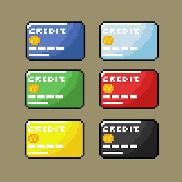 Carte De Crédit En Vue De Face Avec Style Pixel Art