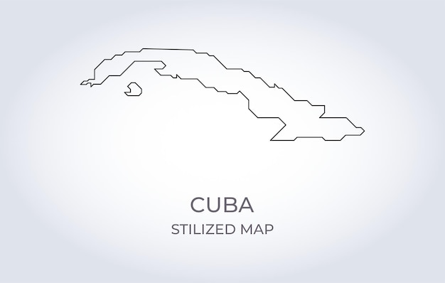 Carte De Cuba Dans Un Style Minimaliste Stylisé