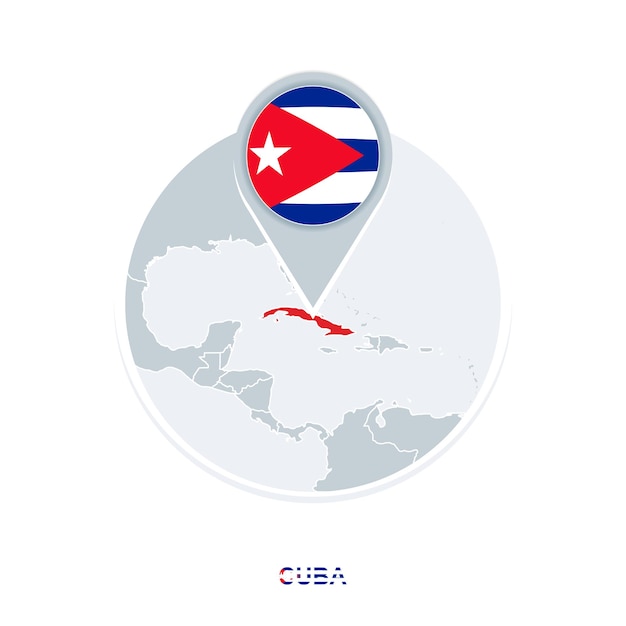 Vecteur carte de cuba et icône de carte vectorielle de drapeau avec cuba en surbrillance