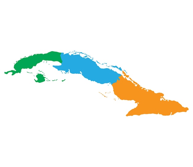 Carte De Cuba Mappe De Cuba Dans Trois Régions Principales En Multicolore