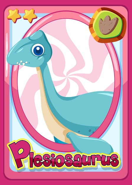 Carte De Dessin Animé De Dinosaure Plesiosaurus