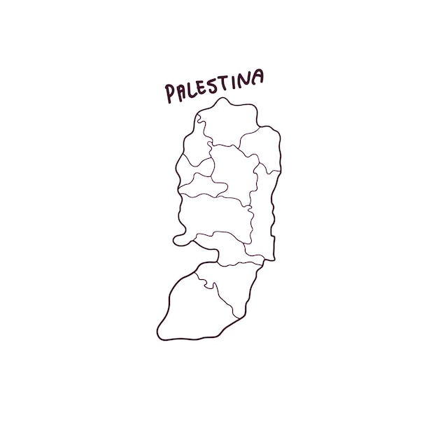 Vecteur carte dessinée à la main de la palestine illustration vectorielle