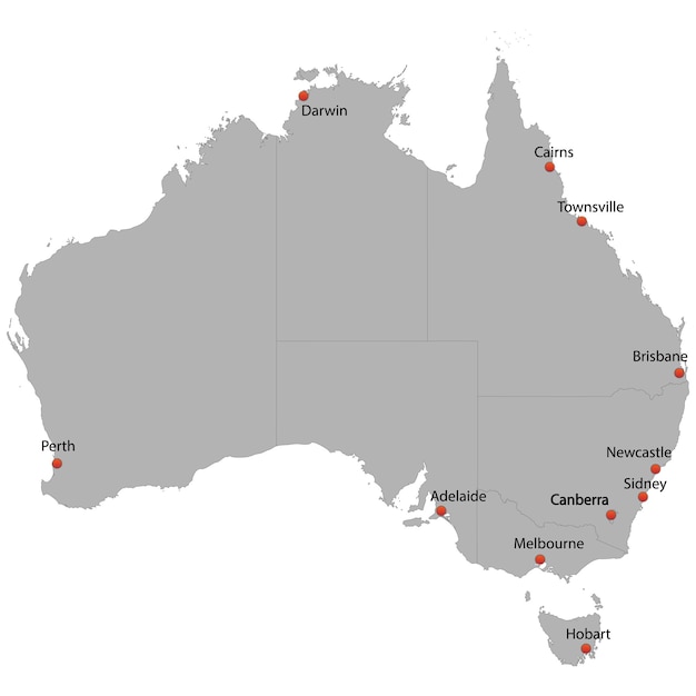 Vecteur carte détaillée de l'australie