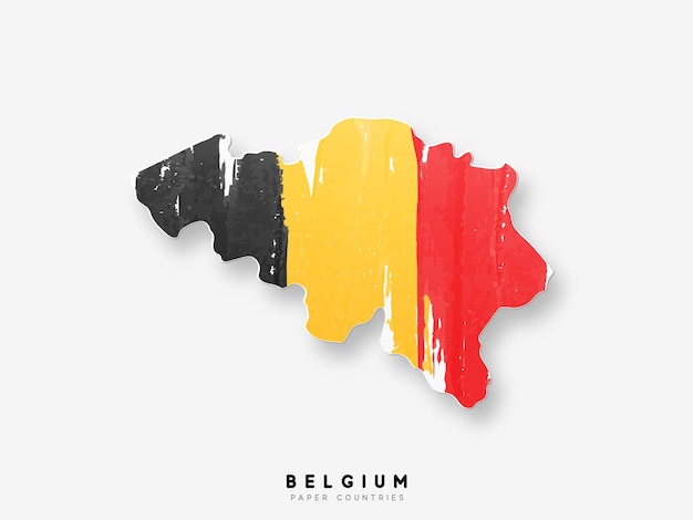 Carte détaillée de Belgique avec drapeau du pays. Peint dans des couleurs de peinture aquarelle dans le drapeau national.