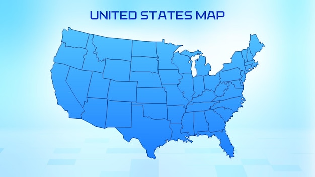 Carte détaillée bleue des États-Unis avec les divisions administratives des États