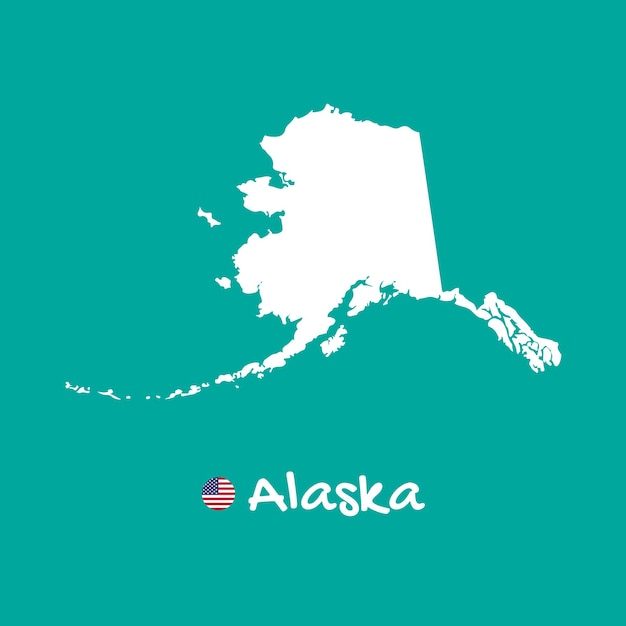 Carte détaillée de vecteur de l'Alaska isolée sur fond bleu. Silhouette ou frontières de l'état des États-Unis.