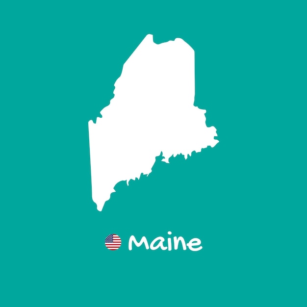 Carte détaillée de vecteur du Maine isolé sur fond bleu. Silhouette ou frontières de l'état des États-Unis. Vecteur