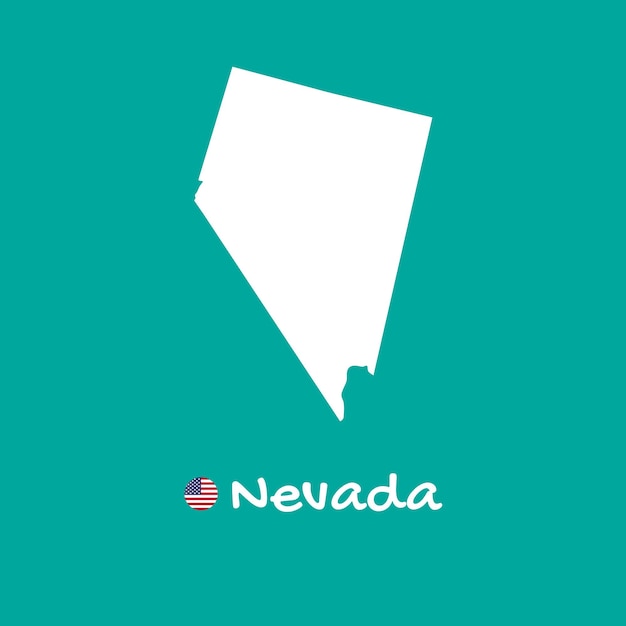 Carte détaillée de vecteur du Nevada isolé sur fond bleu. Silhouette ou frontières de l'état des États-Unis