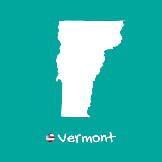 Carte détaillée de vecteur du Vermont isolé sur fond bleu. Silhouette ou frontières de l'état des États-Unis.