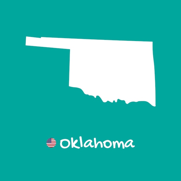 Carte détaillée de vecteur de l'Oklahoma isolé sur fond bleu. Silhouette ou frontières de l'état des États-Unis.