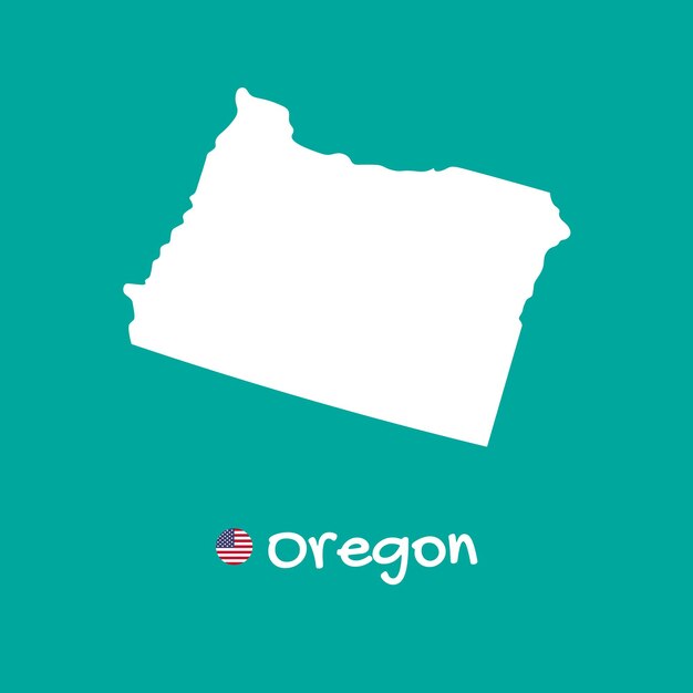 Carte détaillée de vecteur de l'Oregon isolé sur fond bleu. Silhouette ou frontières de l'état des États-Unis.