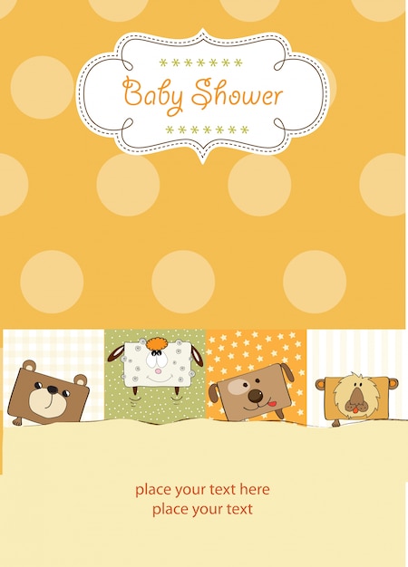 Carte De Douche De Bébé Avec Des Animaux Drôles De Cube