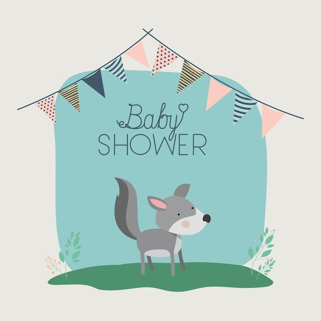 carte de douche de bébé avec chien mignon