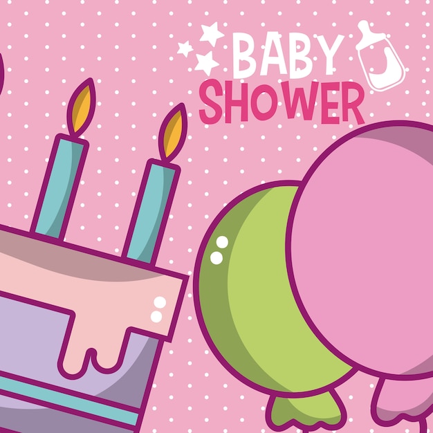 Carte De Douche De Bébé Avec Des Dessins Animés