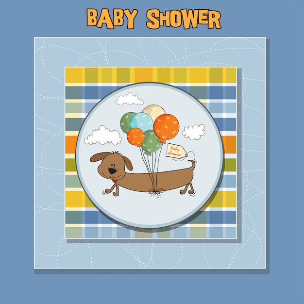 Carte De Douche De Bébé Avec Long Chien Et Ballons