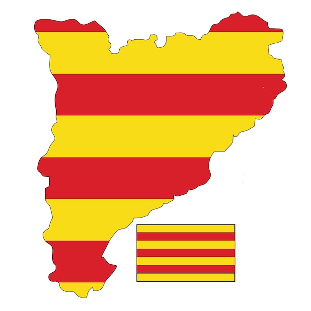 Vecteur carte et drapeau de la catalogne