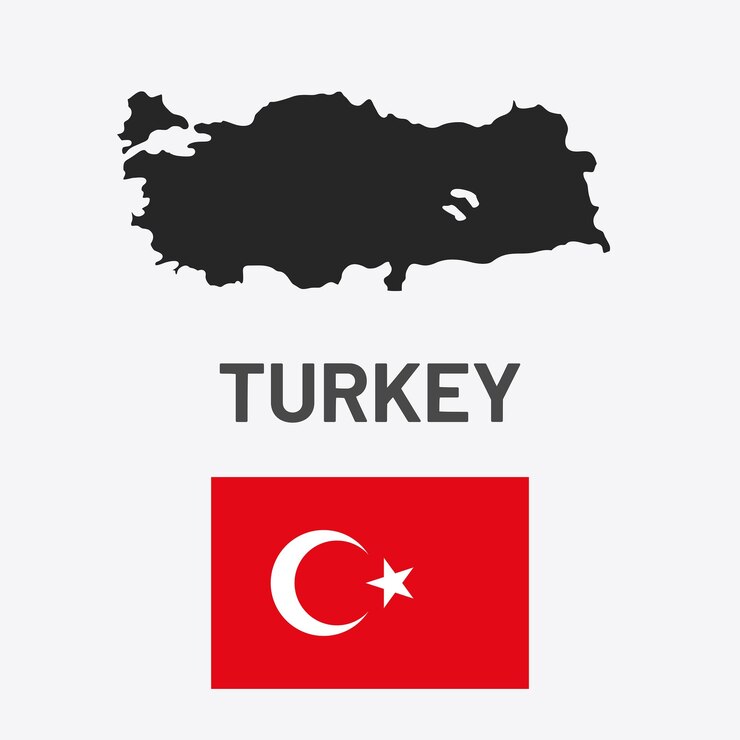 Vecteur une carte et un drapeau de turquie