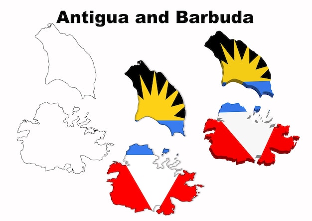 Carte Des Drapeaux Vectoriels D'antigua-et-barbuda