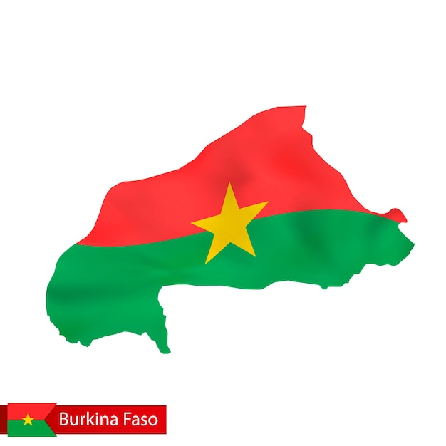 Carte Du Burkina Faso Avec Agitant Le Drapeau Du Pays