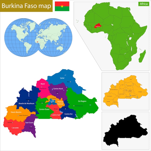 Vecteur carte du burkina faso