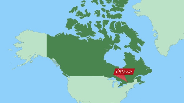 Carte Du Canada Avec épingle De La Capitale Du Pays