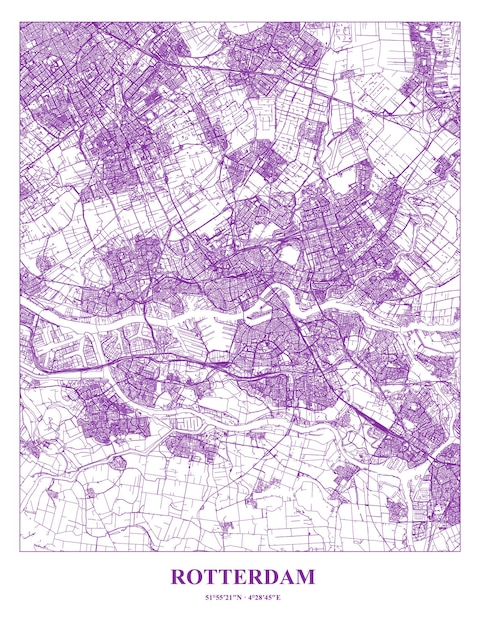 Vecteur carte du cartel de la ville de rotterdam