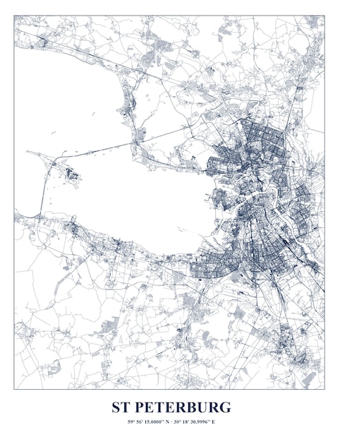 Vecteur carte du cartel de la ville de saint-pétersbourg en russie