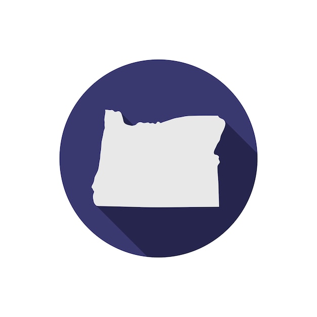 Carte du cercle de l'état de l'Oregon avec ombre portée