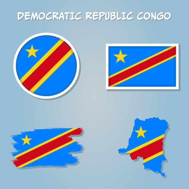 Carte du Congo et vecteur de drapeau Carte du Congo Drapeau du Congo