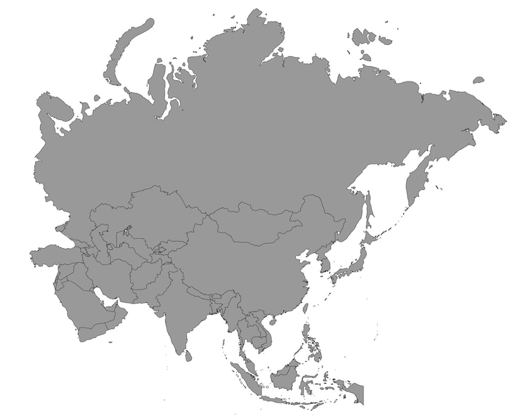 Vecteur une carte du continent asiatique map of asia illustration vectorielle d'une carte isolée de l'asie sur fond blanc