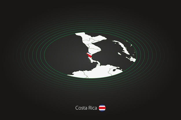 Carte Du Costa Rica En Carte Ovale De Couleur Foncée Avec Les Pays Voisins