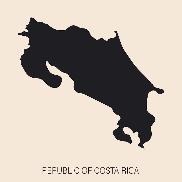 Carte du Costa Rica très détaillée avec bordures isolées sur fond Illustration d'icône plate simple pour le web