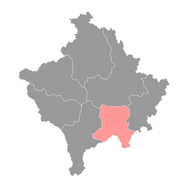 Vecteur carte du district de ferizaj districts du kosovo illustration vectorielle