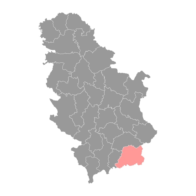 Carte Du District De Pcinja District Administratif De Serbie Illustration Vectorielle