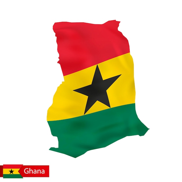 Carte Du Ghana Avec Agitant Le Drapeau Du Pays