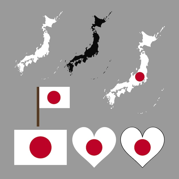 Carte Du Japon Et Drapeau Du Japon Illustration Vectorielle