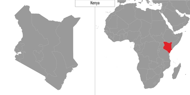 carte du Kenya et emplacement sur la carte de l'Afrique illustration vectorielle