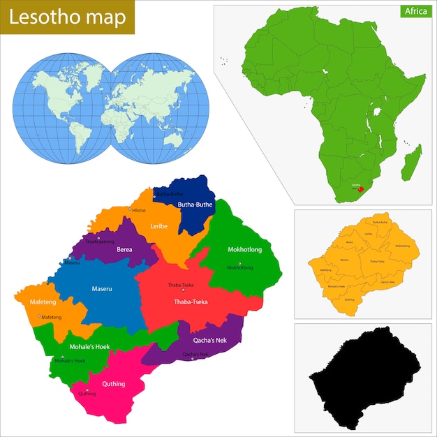 Vecteur carte du lesotho