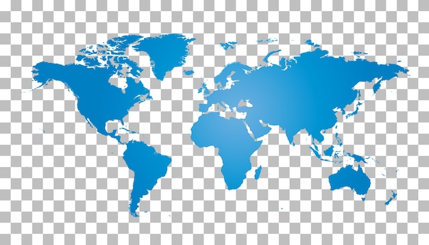 Carte du monde bleue vierge sur fond isolé modèle vectoriel de carte du monde pour la conception d'infographies de sites Web Illustration de carte du monde de la terre plate