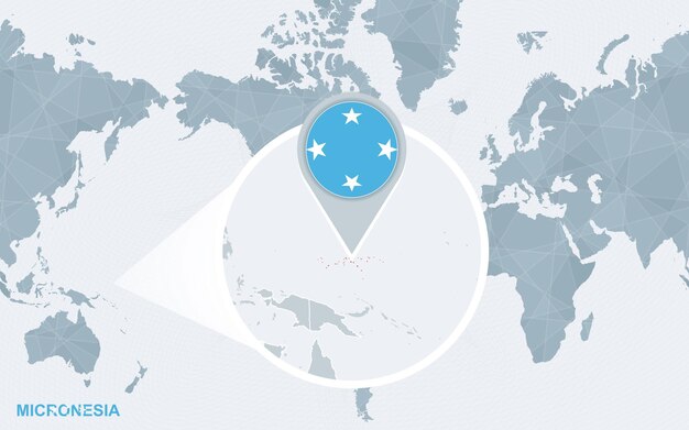 Carte Du Monde Centrée Sur L'amérique Avec La Micronésie Agrandie