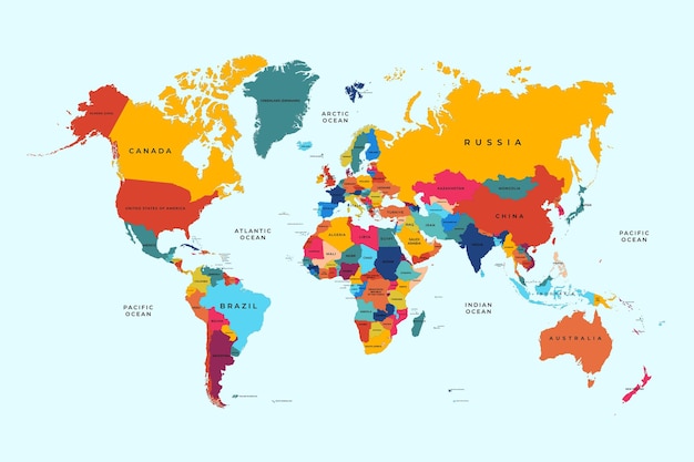 Vecteur une carte du monde colorée