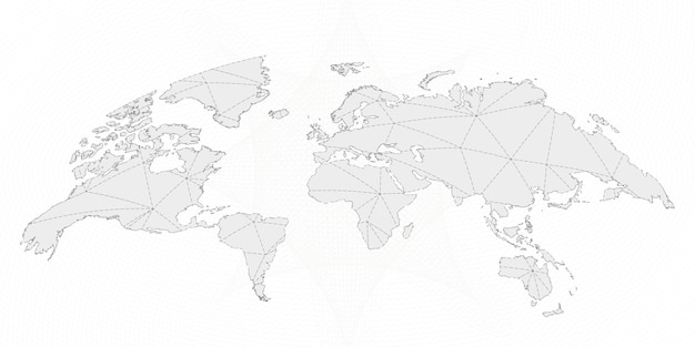 Carte Du Monde Doublée. Carte Vectorielle Polygonale Grise.