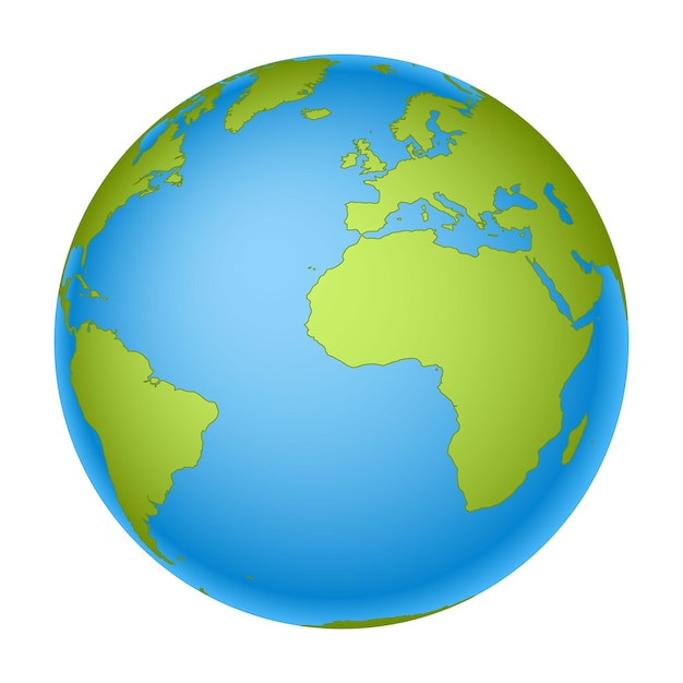 Carte du monde du globe terrestre avec des continents sur la planète Terre illustration vectorielle en blanc