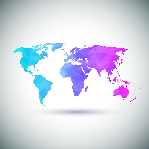Carte du monde géométrique Low poly.