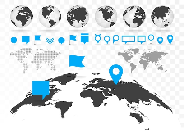 Carte Du Monde Et Globe 3d Avec éléments Infographiques. Informations De Conception, Graphique D'entreprise Et Graphique. Illustration Vectorielle