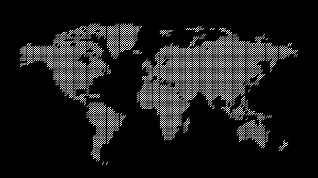 Vecteur carte du monde grise en pointillés